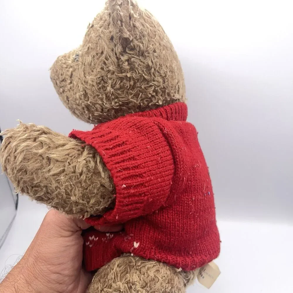 Vintage 1998 Ralph Lauren Polo Bear Plush Toy Red Snowflake Sweater Collectible